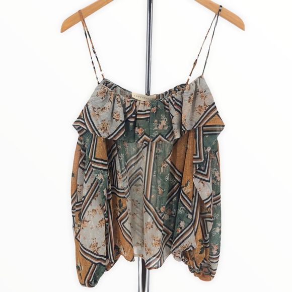 Lovestitch Patchwork Mixed Print Open Shoulder Long Sleeve Top size Medium - Picture 3 of 14